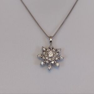 ✨ Sterling Silver CZ Snowflake Necklace | Italy 925 Box Chain | 20" ❄️